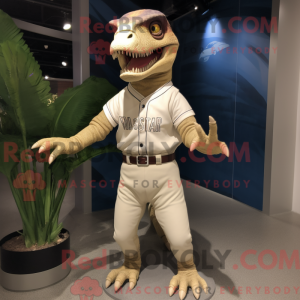 Beige Allosaurus maskot...