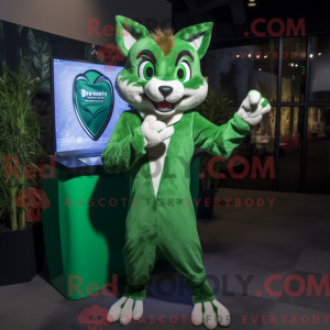 Grøn Bobcat maskot kostume...