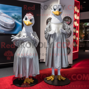 Silver Geese mascot costume...