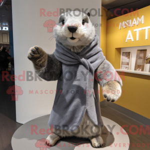 Gray Marmot mascot costume...