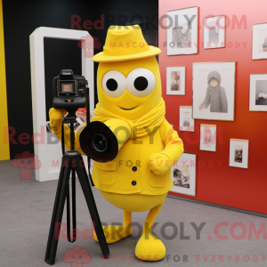 Geel cameramascottekostuum...