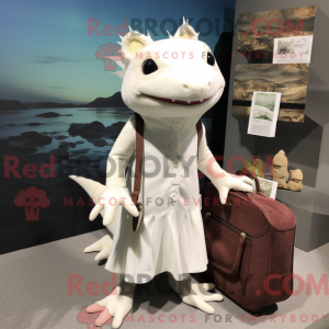 Hvid Axolotls maskot...