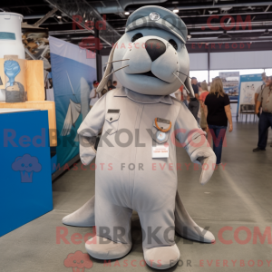 Sølv søløve maskot kostume...