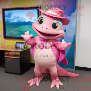Pink Geckos maskot kostume...