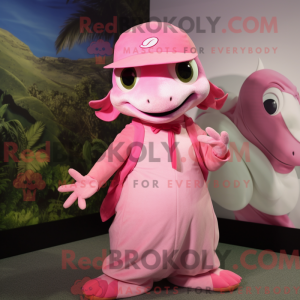 Roze gekko-mascottekostuum...