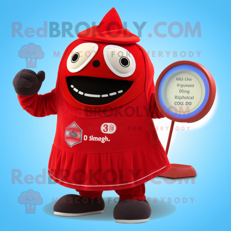 Red Phone mascot costume character dressed with a Tank Top and Rings Red Phone mascot costume character dressed with a Tank Top and Rings