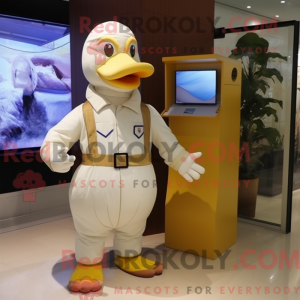 Cream Goose maskot kostume...
