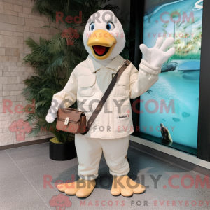 Cream Goose mascottekostuum...