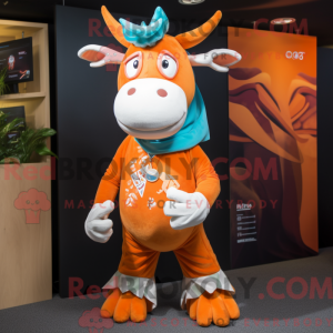 Orange Zebu maskot kostume...