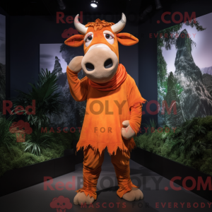 Orange Zebu mascot costume...