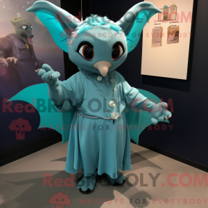 Teal Bat mascottekostuum...
