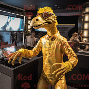 Guld Deinonychus maskot...