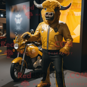 Gold Bison maskot kostume...