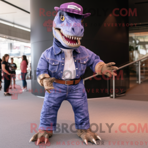 Lila Allosaurus Maskottchen...