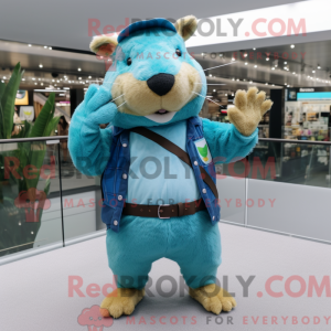 Turquoise Capybara mascot...