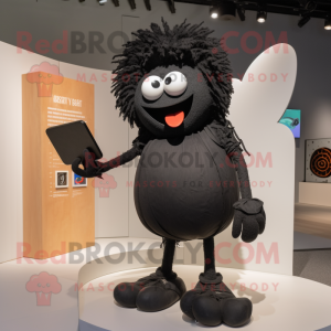 Black Love Letter mascot costume character dressed with a Shorts and Foot pads