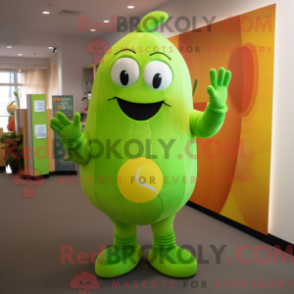 Fantasia de mascote de damasco verde limão com macacão e luvas - Mascotes de damasco - REBROKO_313047 - RedBrokoly.com