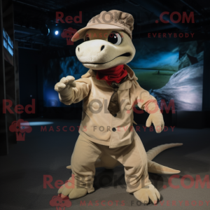 Beige Dragon maskot kostume...