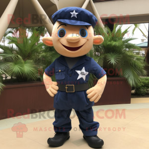 Navy Starfish mascot costume character dressed with a Cargo Shorts and Belts