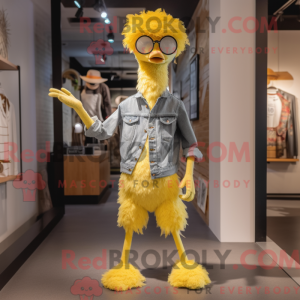 Gul struts maskot drakt...