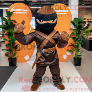 Brown Ninja mascot costume...
