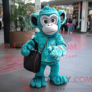 Blågrøn chimpanse maskot...