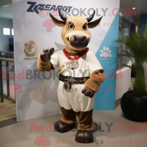 Tan Zebu-mascottekostuum...