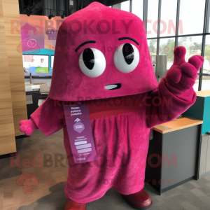 Magenta Enchiladas mascot costume character dressed with a Long Sleeve Tee and Mittens