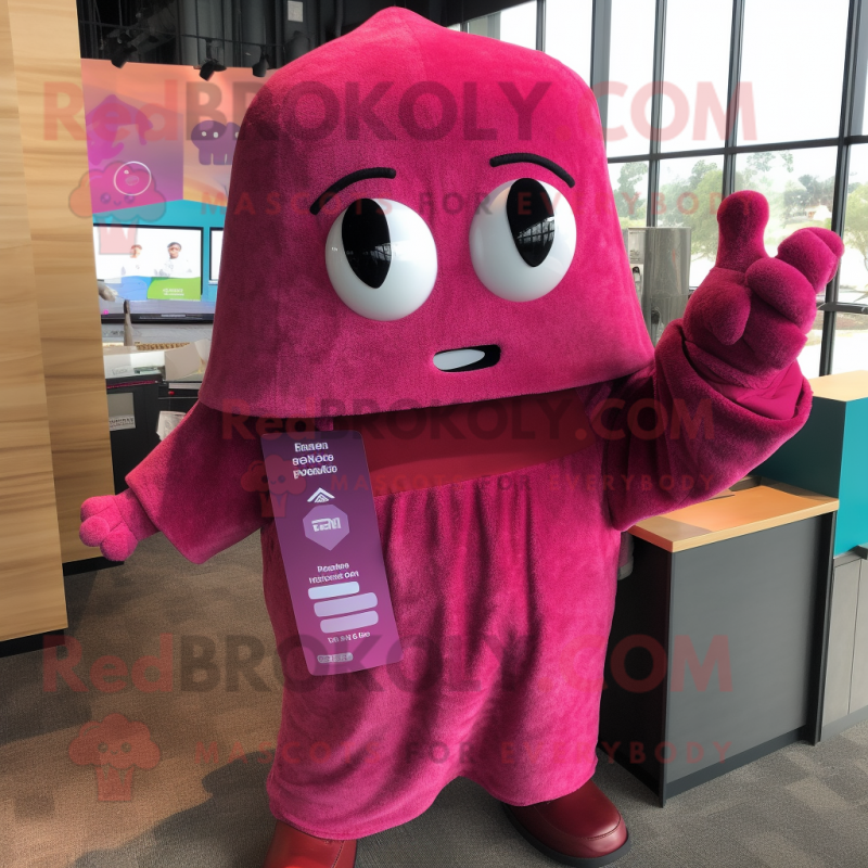 Magenta Enchiladas mascot costume character dressed with a Long Sleeve Tee and Mittens Magenta Enchiladas mascot costume character dressed with a Long Sleeve Tee and Mittens