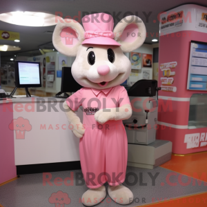 Roze muis mascottekostuum...