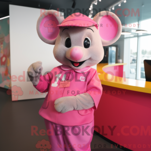 Pink Mouse maskot kostume...