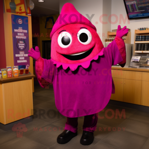 Magenta Enchiladas mascot costume character dressed with a Long Sleeve Tee and Mittens