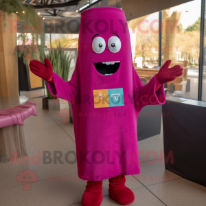 Magenta Enchiladas mascot costume character dressed with a Long Sleeve Tee and Mittens