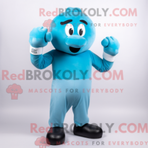 Fantasia de mascote de luva de boxe ciano com macacão e brincos - Mascotes de boxe - REBROKO_313145 - RedBrokoly.com