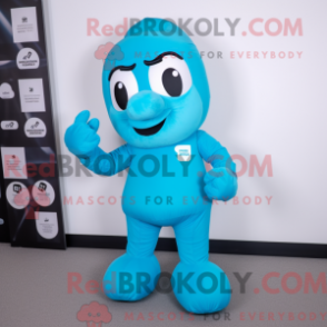 Fantasia de mascote de luva de boxe ciano com macacão e brincos - Mascotes de boxe - REBROKO_313146 - RedBrokoly.com