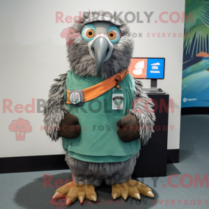 Grå Kiwi-maskotdraktfigur...