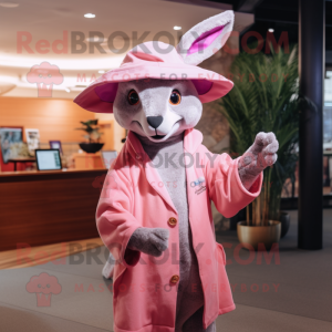 Pink kænguru maskot kostume...