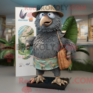 Grå Kiwi-maskotdraktfigur...