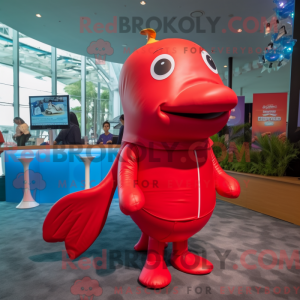 Red Humpback Whale mascot...
