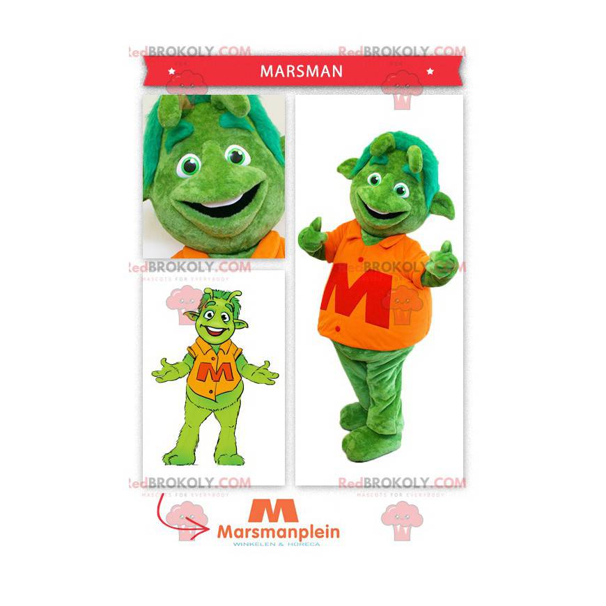 Mascote marciano alienígena verde - Redbrokoly.com Mascote marciano alienígena verde - Redbrokoly.com