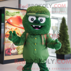 Fantasia de mascote de almôndegas verdes com parca e bonés - Almôndegas mascotes - REBROKO_313207 - RedBrokoly.com