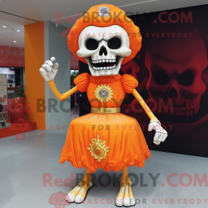 Orange Skull mascot costume...