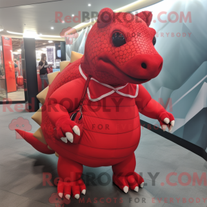 Red Ankylosaurus mascot...