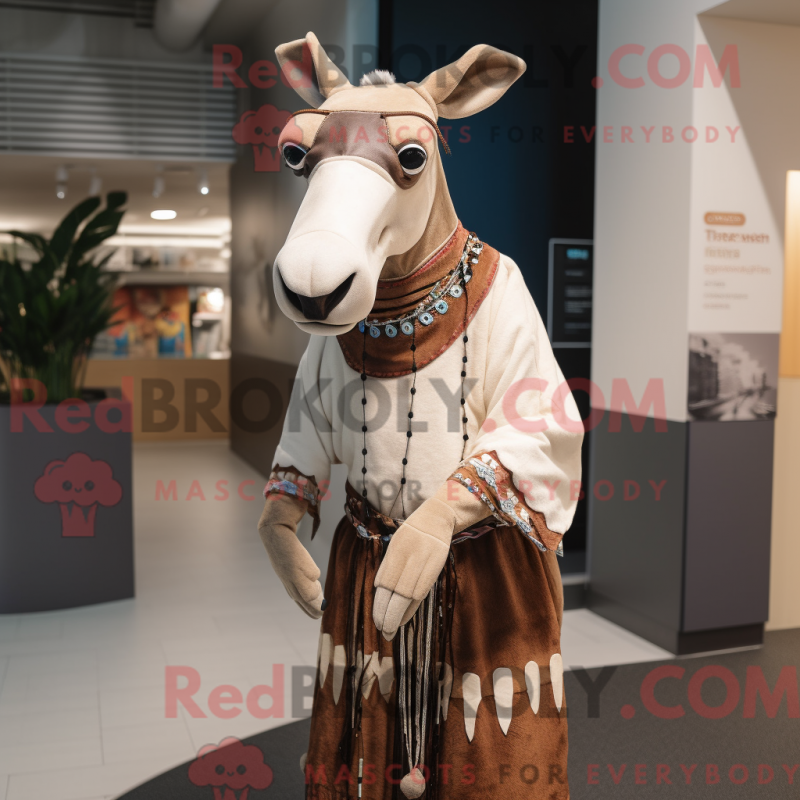 Fantasia de mascote Okapi Bege com vestido e xales - Mascotes Okapi - REBROKO_313273 - RedBrokoly.com