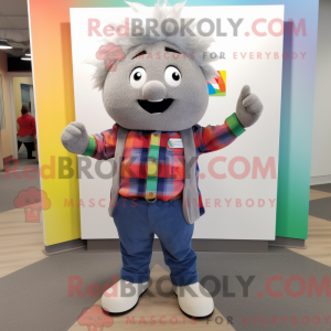 Gray Rainbow mascot costume...