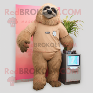 Tan Giant Sloth maskot...