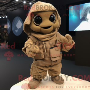 Fantasia de mascote Tan Para Commando com cardigã e xales - Mascotes do Para Commando - REBROKO_313291 - RedBrokoly.com