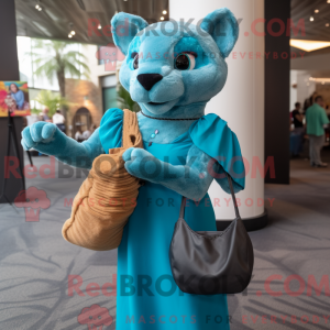 Turquoise Jaguarundi mascot...