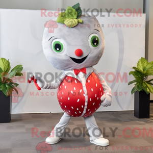 Sølv jordbær maskot kostume...