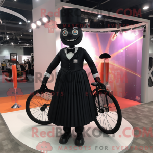 Svart Unicyclist maskot...